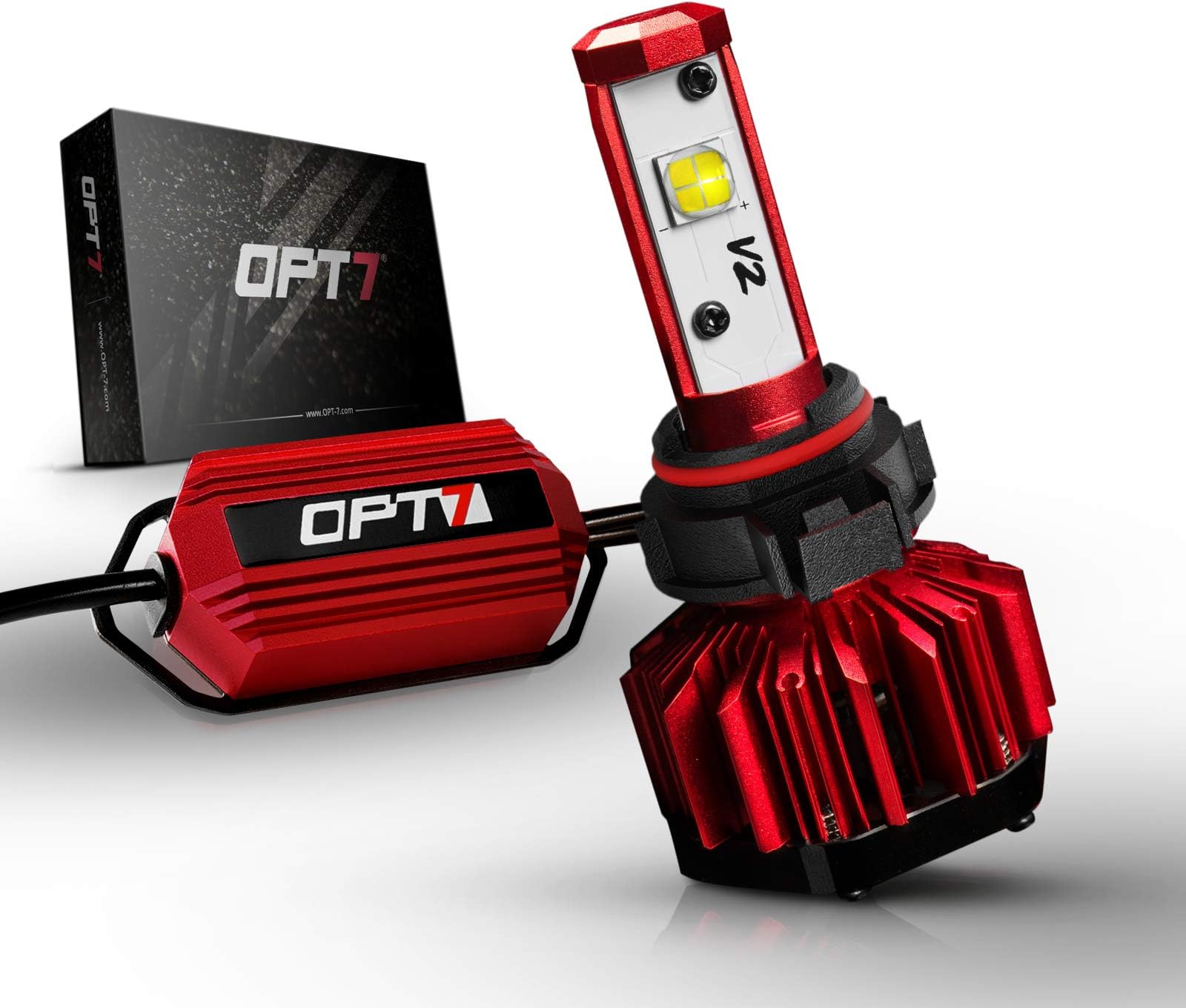 OPT7 FluxBeam LED Headlight Single Bulb for Motorcycle - 5202 w/Clear ARC-LENS Beam Bulbs - 65w 5,500Lm 6K Cool White CREE - 2 Yr Warranty