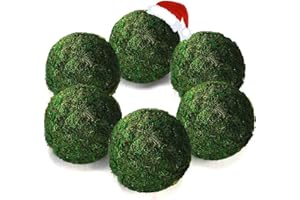 Qingbei Rina Moss Balls Decorative for Bowl(4"-Set of 6), Large Green Moss Ball, Bowl Fillers for Centerpiece, Handmade Natural Moss Decorative Balls, Home Party Wedding Decor