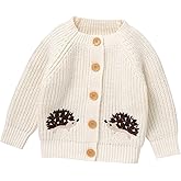 Opewod Baby Boy Girl Knit Cardigan Sweater Soft Warm Crochet Round Neck Long Sleeve Coat Toddler Outwear Fall Winter Clothes