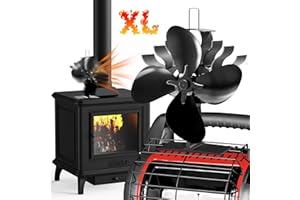 ZHENGXOO Wood Stove Fan, 4-Blades Heat Powered Stove Fan,Silent Operation Fireplace Fan for Gas/Pellet/Wood Burning Stove