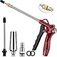 High Flow Air Blow Gun with Adjustable 8-14 Inch Extension, Upgraded Red Air Nozzle Blower Gun w/Powerful Venturi Nozzle &1/4