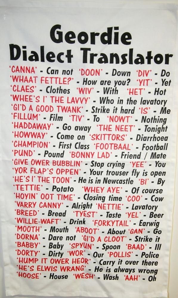 Geordie Dialect Translator Tea Towel Amazon.co.uk Kitchen & Home
