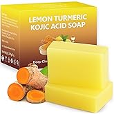 IREV Lemon Turmeric Kojic Acid Soap for Dark Spots, Turmeric Soap Bar For Face and Body Brightening Kojic Acid Soap Lemon Aci
