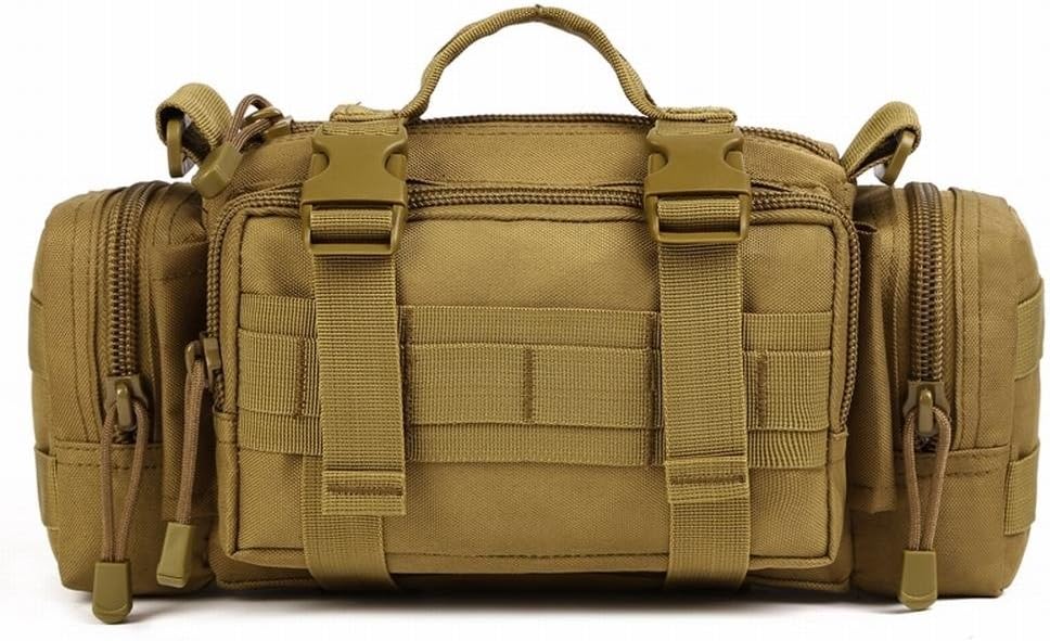 HYOUSANN 4-Way Waist Pack Tactical Fanny Pack Molle Fishing Gear Bag brown