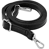 Yolev Leather Purse Strap Replacement,Black Crossbody Bag Strap with Sliver Swivel Clasps,33-59in Long,0.59 in Wide Adjustable Leather Crossbody Straps for Bags,Handbags,Purses
