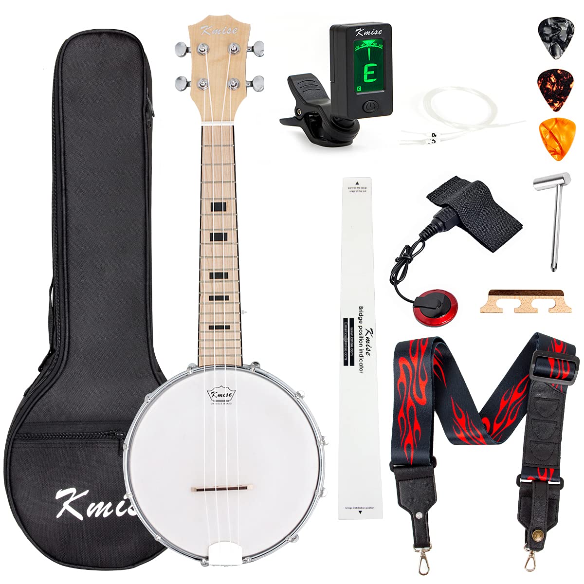 Banjo Ukulele Concert Size 4 String 23 inch Banjos with Gig Bag Tuner Pickup Multifunctional Strap Strings Picks Bridge Ruler Wrench From Kmise
