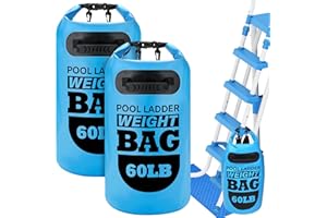Hahood 2 Packs Pool Ladder Weights 30L Pool Step Weights with Pool Ladder Mat 500D PVC Waterproof Dry Bag with Heavy-Duty Handle for Above Ground Swimming Pool Steps, Blue