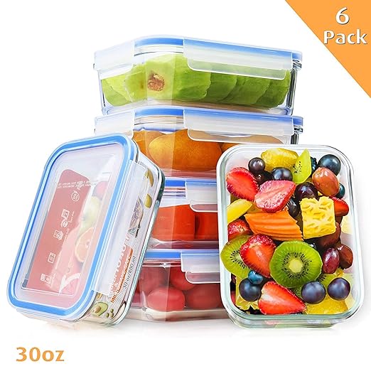 Enther 30 oz Contenedores de Almacenamiento Cristal con Tapa ...