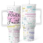 RHONGE Christian Tumbler With Handle 40 Oz, Inspirational Christmas Tumbler For Women, Christian Gifts For Women Mom Wife Friends Coworkers, Christmas Coffee Insulated Cup