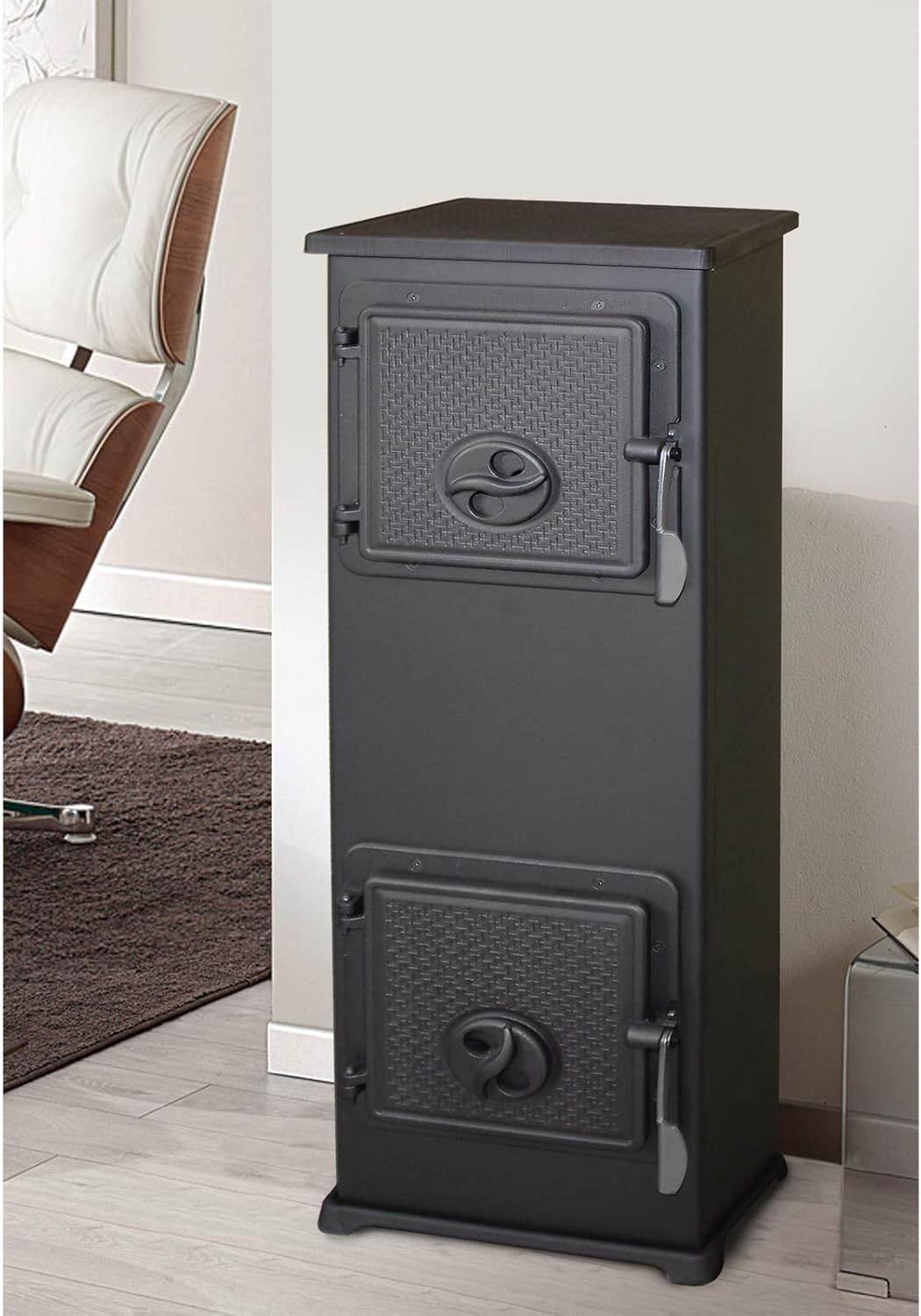 Werkstattofen Ewa 5,3 kw gussgrau mit AnschlussRohrset Ø 120 cm grau