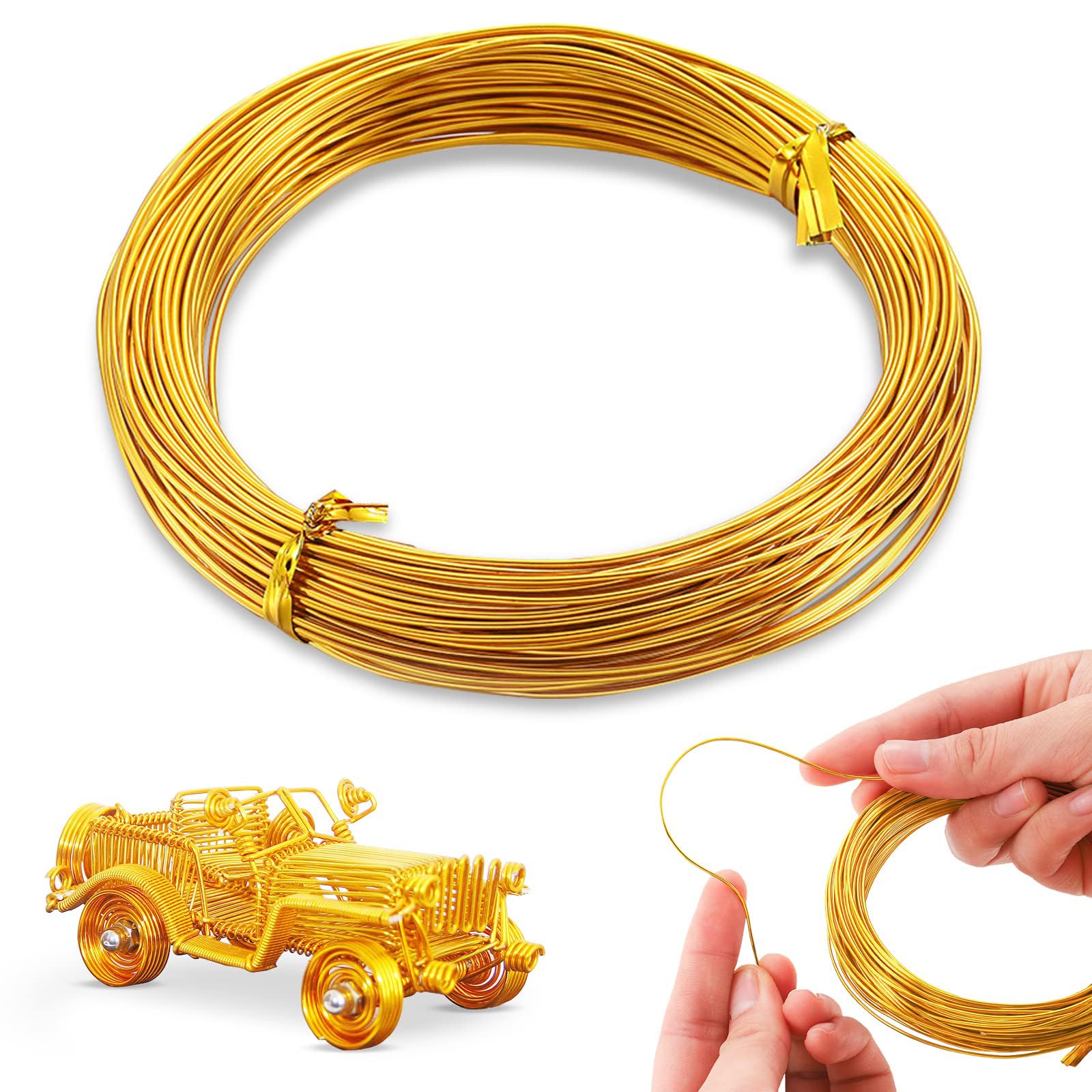 POPOYU Craft Wire Aluminum 18Gauge 1mm,165Feet Light gold FloristWire FloraWires,Metal Modelling Wire Armature Wire for Jewellery Making,Stainless Steel Wires for Craft,Floral,Jewellery Making Tools