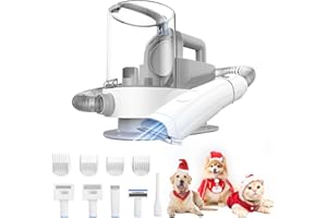 Redkey C100 Dog Grooming Kit Vacuum - 2.5L Large Capacity Pet Hair Remover Shedding Brush 5-in-1 Groomer at Home with 4 Clippers Quiet 60dB Deshedding 12kPa Auto Cutting Machine Set for Cat