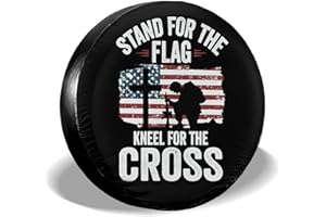 Aomacsi American Flag Spare Tire Cover 15 Inch Waterproof Sun Protection Fit for Trailers, RV, SUV, Off-Road Vehicle, Camper, and Trucks Black (American Flag 4, 14 Inch)