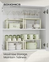 SONGMICS Spice Rack Set of 2 Cupboard Shelf Organisers Cream White KCS002W02 view 3