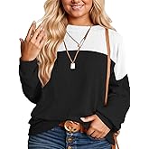 DOLNINE Plus-Size-Tops-for-Women Fall Casual Long Sleeve Shirts Oversized Color Block Crewneck Sweatshirts Ribbed Knit Tunic