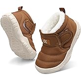 QFH Baby Boys Girls Winter Warm Shoes Cozy Fleece Snow Boots Toddler Non-Slip Walking Shoes Infant Outdoor Water Resistance Faux Fur Booties