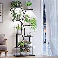 Plant Stand Indoor with Grow Lights - 8-Tier Indoor Plant Shelf, 68.11" Tall Lighted Corner Plant Stand, S-shaped Large Flowe