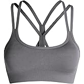 DREAM SLIM Sports Bra for Women, Criss Cross Back Padded Strappy Bralette Wireless Yoga Exercise Athletic Workout Bra