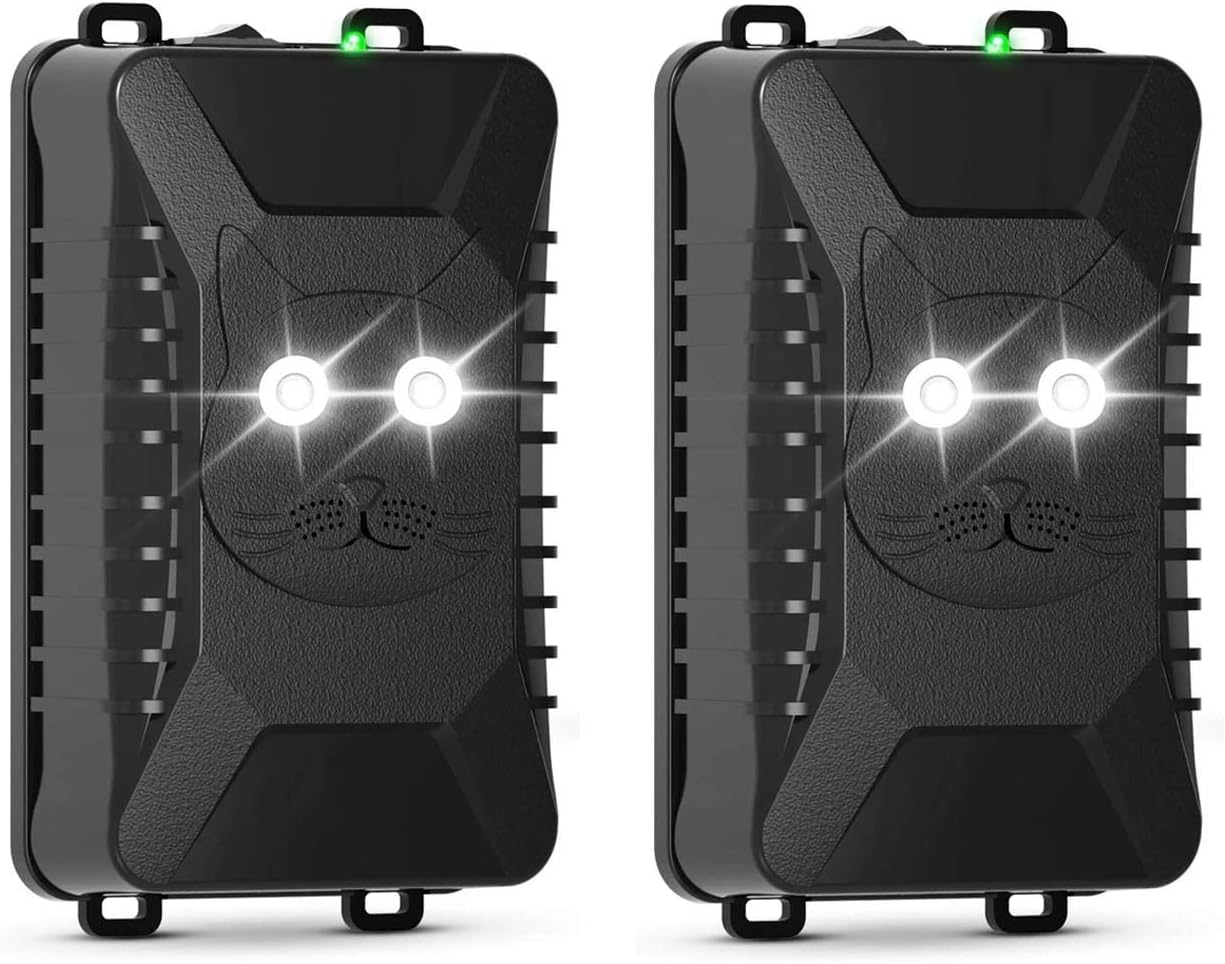 Battery Operated Rodent Rat Repellent, Mouse Repeller Under Hood Animal Repellant for Cars and Anywhere - Emit Ultrasonic & LED Strobe Light to Scare Marten Away from Vehicle Hood Trunk Garage(2 Pack)