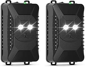 Battery Operated Rodent Rat Repellent, Mouse Repeller Under Hood Animal Repellant for Cars and Anywhere - Emit Ultrasonic & LED Strobe Light to Scare Marten Away from Vehicle Hood Trunk Garage(2 Pack)