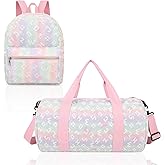 Dance Bag and BackPack Set for Girls, 2PCS Ballet Sport Gym Duffle Overnight Travel Cute Bags for Dancers, Girls, Teens, Student Athletes (Pink Rainbow)