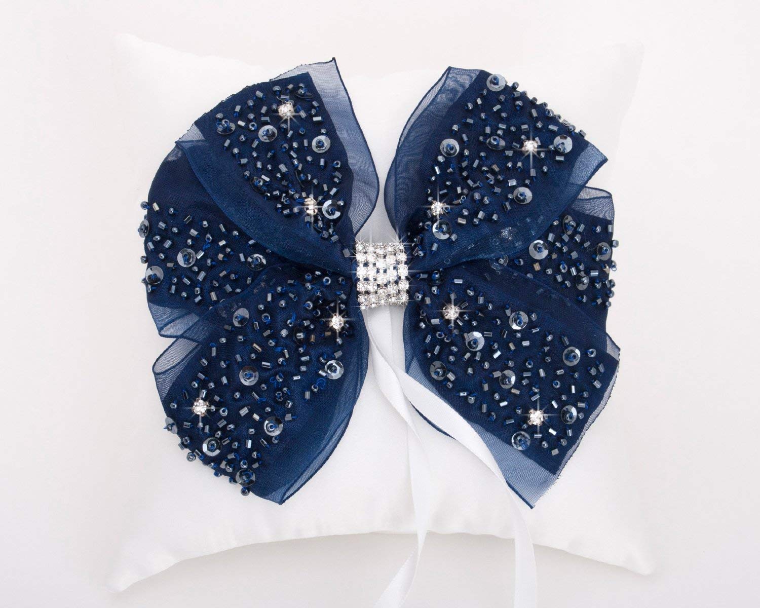 Amazon Com Wedding Blue Ribbon Ring Bearer Pillow Bow Ring