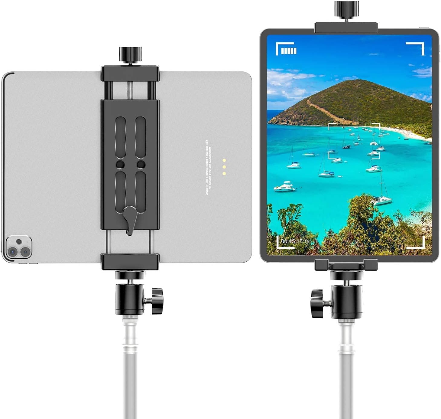 iPad Tripod Mount Adapter with Ball Head, Fully Metal iPad Holder for