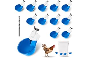 HIPYKAT Chicken Water Cups 12 Pack, Automatic Filling Waterer Feeder Bowl, Gravity Poultry Watering System, Chicken Water Dispenser, Chicken Coop Accessories for Hens, Duck, Goose, Turkey (Blue)