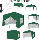 Yaheetech Pop-Up 3x3 Gazebo with 4 Removable Side Panels Dark Green view 8