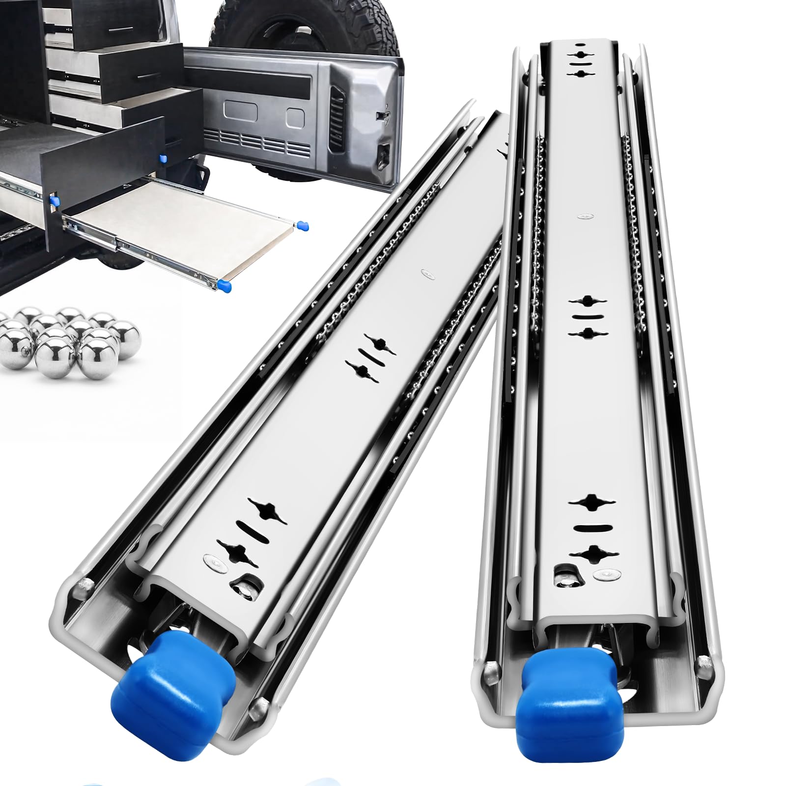 QWEZIX with Lock Heavy Duty Drawer Runners Slides Full Extension 300 350 400 450 500 550 600 650 700 750 800 900 1000 mm Side Mount Ball Bearing Track Guide Glides 93 KG 1 Pair (Width:53mm,1000mm)