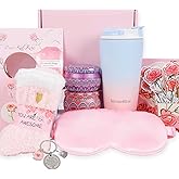 Christmas Gifts for Women,Gift Baskets for Women, 9PC Pink Unique Birthday Gifts for Mom, Self Care Relaxing Christmas Get Well Soon Sympathy Thank You Gifts Basket for Mom, Wife, Friend, Sister