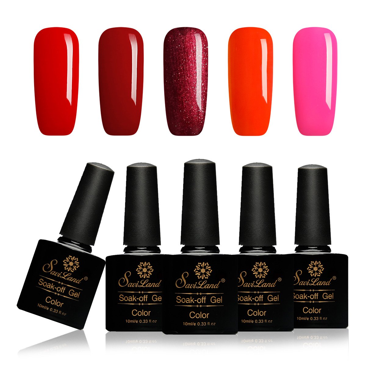 Amazon Com Saviland 10ml Soak Off Gel Nail Polish Red Pink Sets Uv