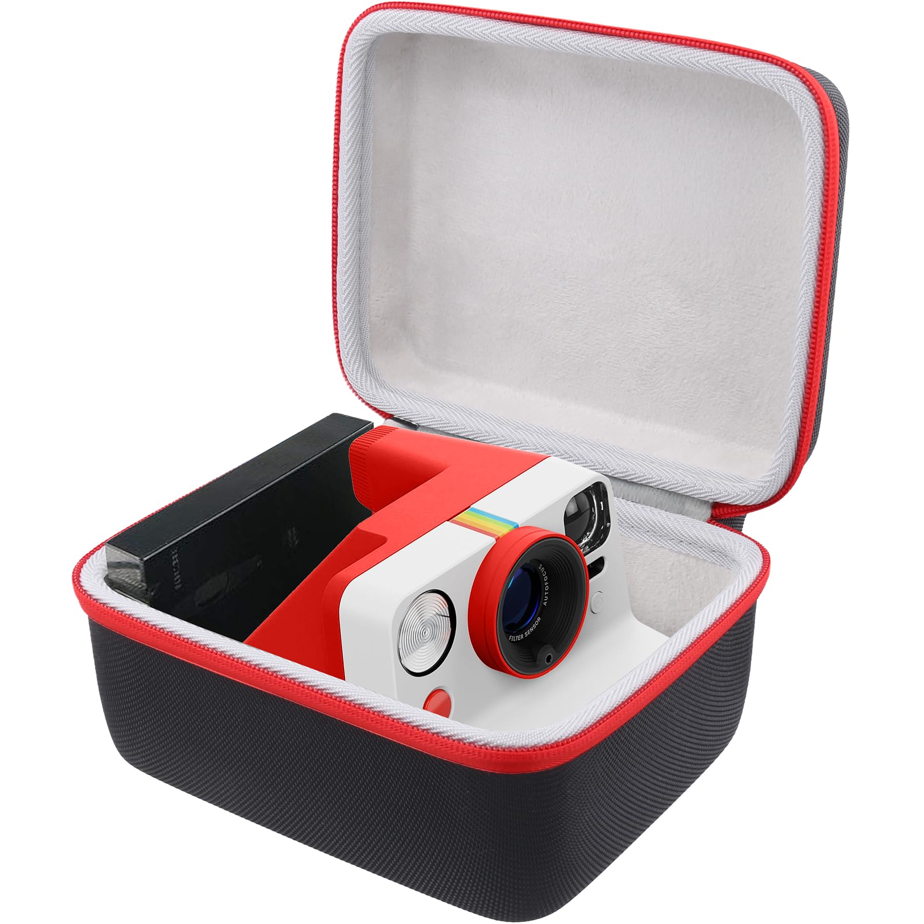 Khanka for Polaroid Now Gen 3, Now+ Gen 3, Now Gen 2, Now+ Gen 2, Now, Now+, I-2, Flip, OneStep+ and OneStep 2 Instant Cameras Hard Case,Protective Travel Carrying Storage Bag,Case Only(Red Zipper)