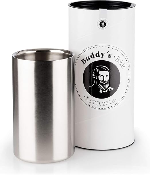Buddy S Bar Weinkuhler Sektkuhler Steel Hochwertiger Flaschenkuhler Aus Doppelwandigem Edelstahl Innendurchmesser 10 Cm Hohe Cm Mattiert Amazon De Kuche Haushalt