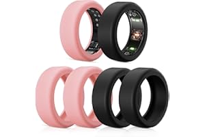 POLYJOY 6 Pack Ring Cover Compatible with Oura Ring Protector, Silicone Elastic Case Compatible for Oura Ring Gen 3 Working Out Accessories Men and Women-3Black+3Pink-S for 6 7 8 9 10