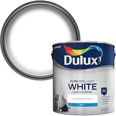 Dulux Matt Emulsion Paint Walls Ceilings Pure Brilliant White 2.5L