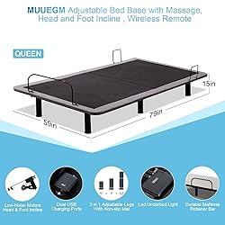 MUUEGM Adjustable Bed Frame Base Queen with