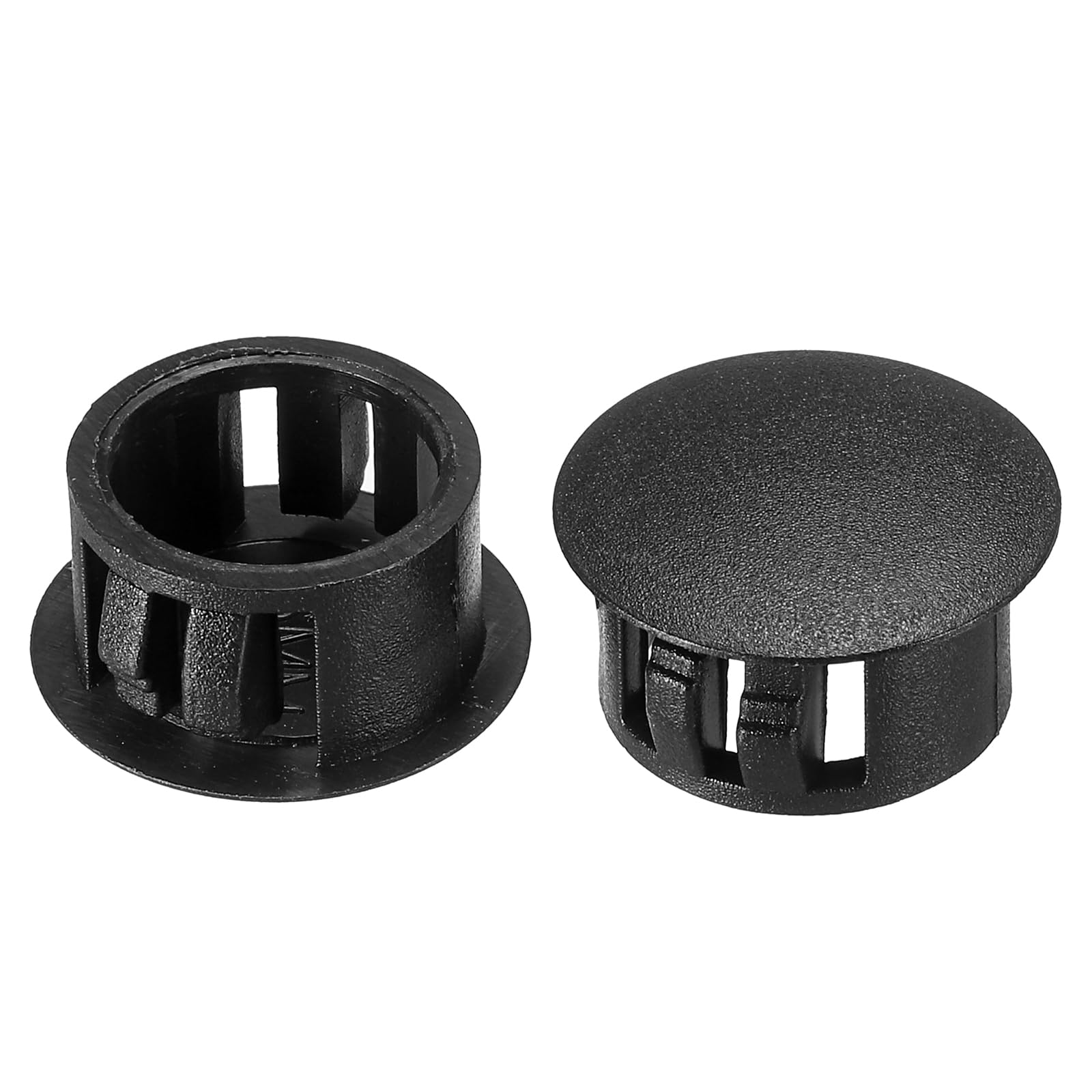 PATIKIL Hole Plugs Plastic, 100 Pcs 16mm(5/8") Screw Bumper Hole Plug Flush Snap Type Round Hole Cover Caps for Round Holes Cabinet Furniture Kitchen, Black