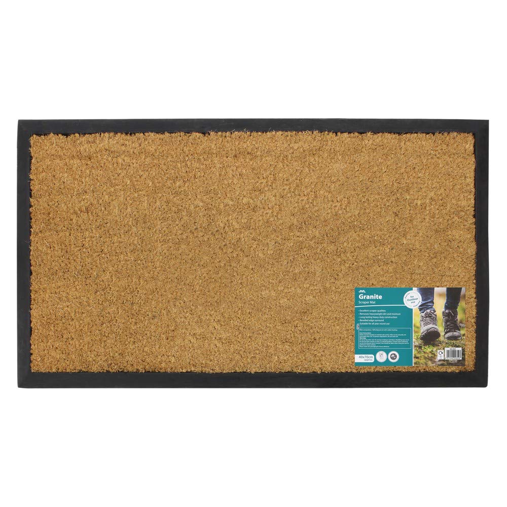 JVL 02-652 Plain Granite Design Tufted Coir Rubber Base Door Mat,40 x 70cm approx