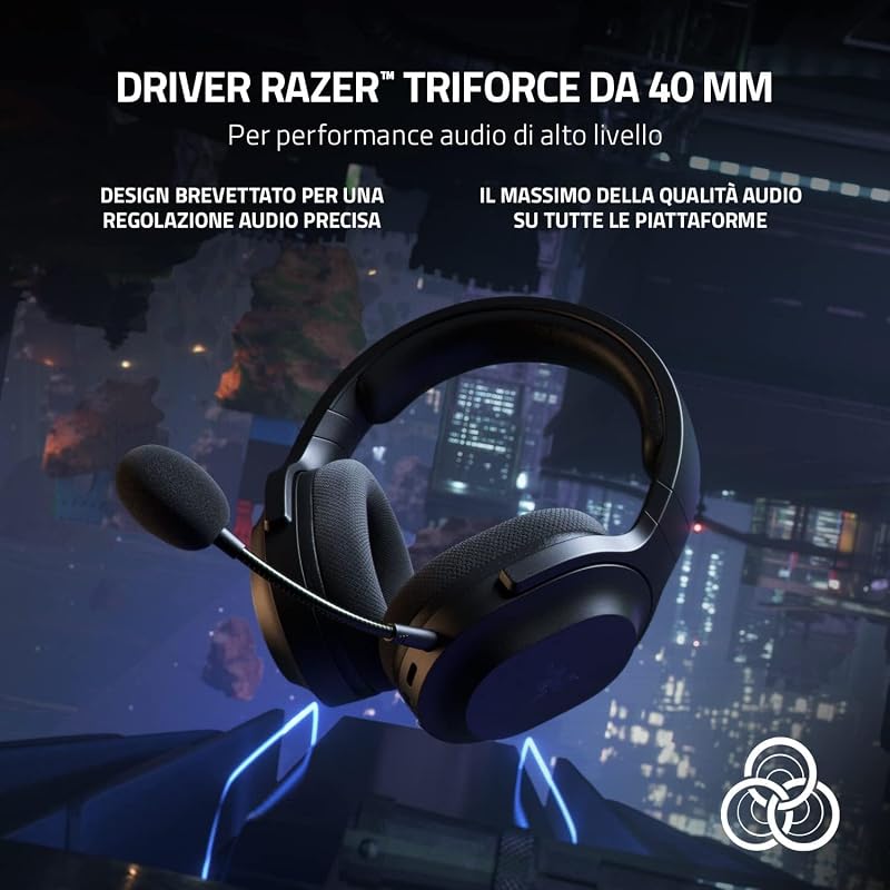 Barracuda X (2022) - Cuffia Wireless Multipiattaperma per Giochi e Dispositivi Mobili (SmartSwitch Dual Wireless, 250 g di Design Ergonomico, TriForce 40 mm, Microfono Cardioide) Nero
