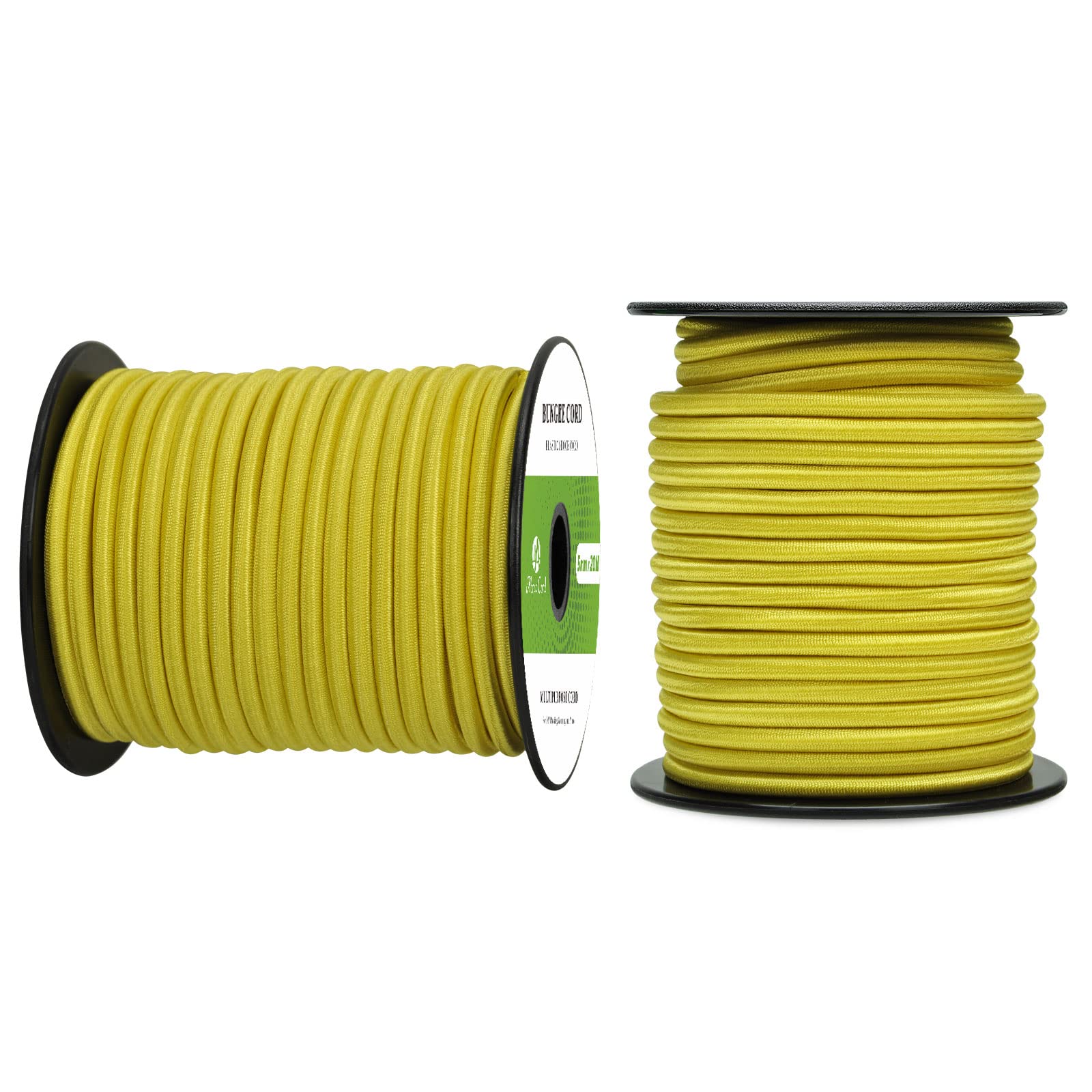 Abma Cord Bungee Cord 5mm 20M Elastic Shock Cord 100% Stretch Elastic Bungee Rope for Tarpaulin, Trailer, Backpack, Tent Pole, Kayak - Neon Yellow — image 1