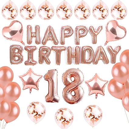 Sancuanyi 18th Happy Birthday Decorations Supplies Rose Gold