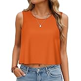 Womens Crop Tops Summer Casual Sleeveless Tank Loose Fit Basic Shirts
