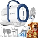 oneisall Dog Grooming Vacuum, Pet Grooming Vacuum with Clipper Nail Grinder, 1.5L Dust Cup Dog deshedding Brush with 7 Tools for Shedding Pet Hair, Home Cleaning(Blue)