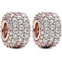 Annmors 925 Sterling Silver Clip Spacer Charms Silicone Stopper Safety Chains Murano Glass Beads for Women Bracelet Necklace 