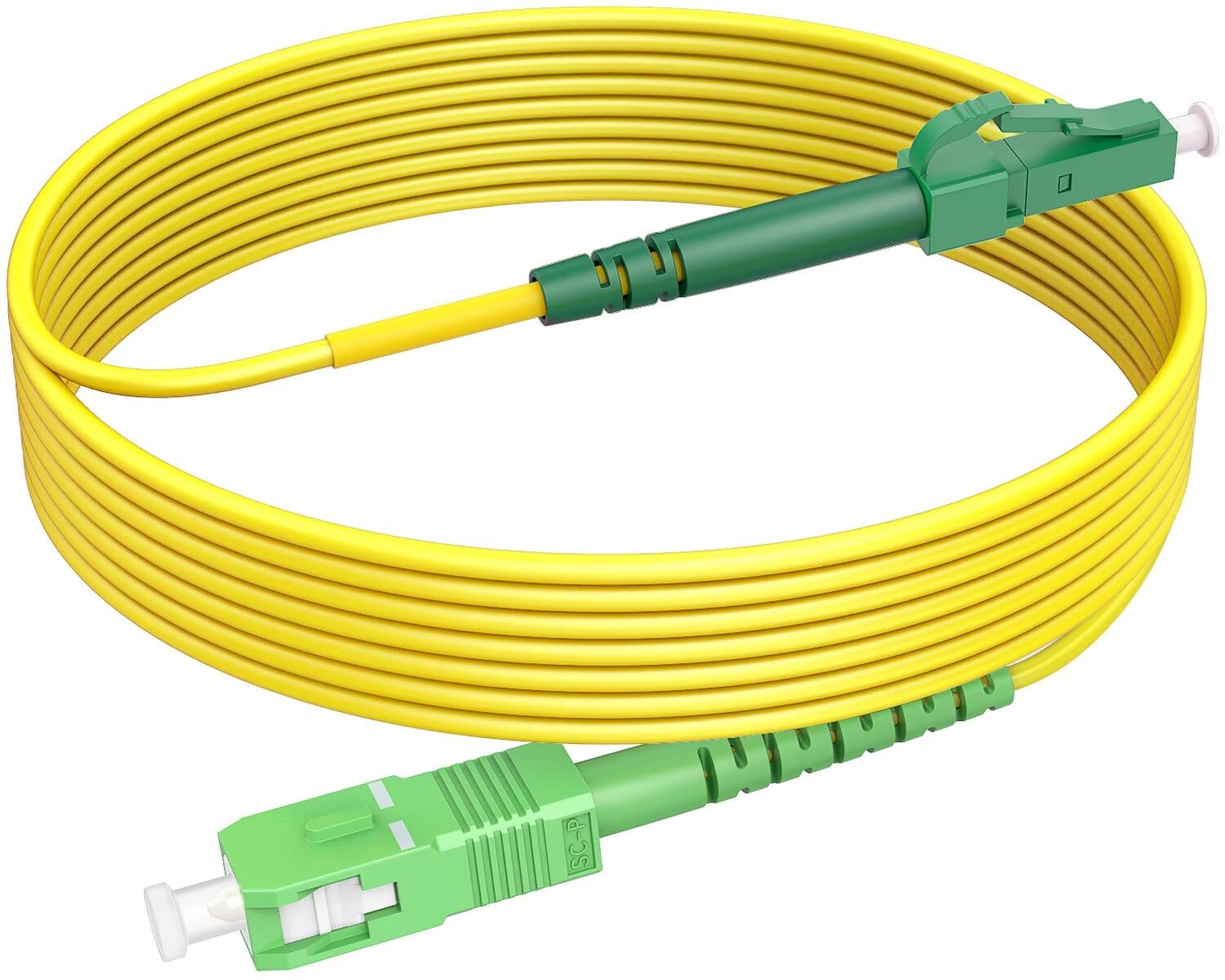 RamboCables SC/APC to LC/APC 20 m, Fibre Optic Simplex Patch Cable 9/125 µm, Singlemode Fibre Optic Cable for FTTH (Fibre to The Home)