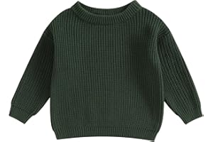 Pivanzore Baby Girl Boy Toddler Knit Sweater Cute Round Neck Long Sleeve Blouse Pullover Oversized Sweatshirt Warm Kids Tops