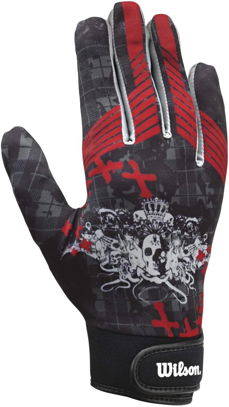 Wilson Adult Skulls Receiver Glove (Black/Red, Medium