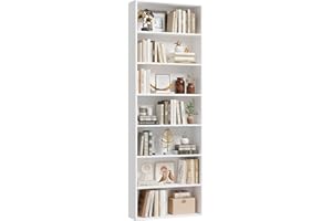 FACBOTALL 82" Tall Bookshelf, 7-Tier Open Shelves Bookcase, Freestanding Display Storage Shelves, Tall Bookcase Home Decor Furniture for Home Office, Living Room, Bedroom, White