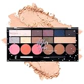 Profusion Cosmetics Glitter Glam Eye &amp; Cheek Palette &ndash; 16 Pigmented Matte &amp; Shimmer Shades for Eyeshadow, Blush, Bronzer &amp; Highlighter &ndash; Includes Pro Brush, Vegan &amp; Cruelty-Free